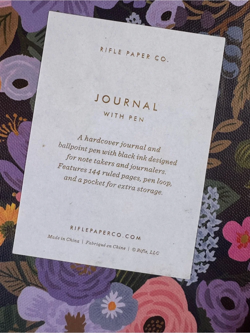 Rifle Paper Co. Lavender Garden Party Floral Journal - Purple w Pen